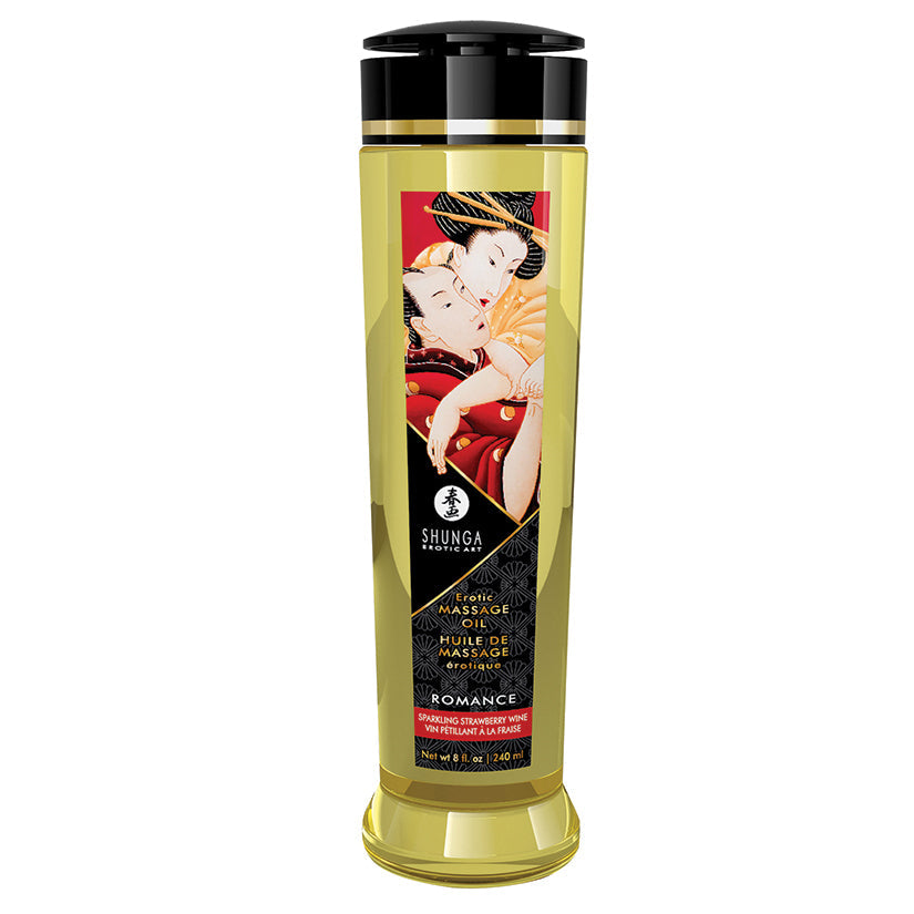 SHUNGA - EROTIC MASSAGE OIL ROMANCE SPARKLING STRAWBERRY WINE 8.5 OZ.