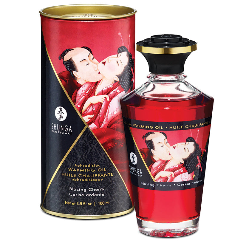 SHUNGA - APHRODISIAC WARMING OIL BLAZING CHERRY 3.5 OZ.