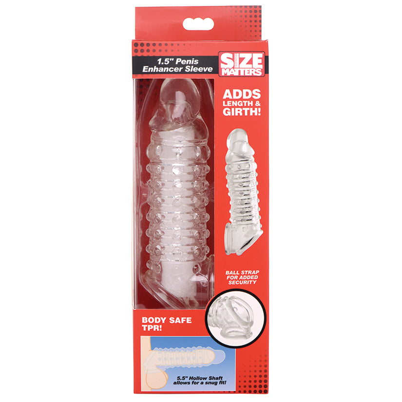 XR BRANDS - SIZE MATTERS PENIS ENHANCER SLEEVE CLEAR 1.5 IN.