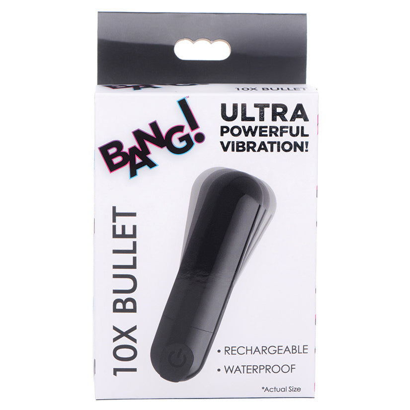 XR BRANDS - BANG! 10X RECHARGEABLE VIBRATING METALLIC BULLET BLACK