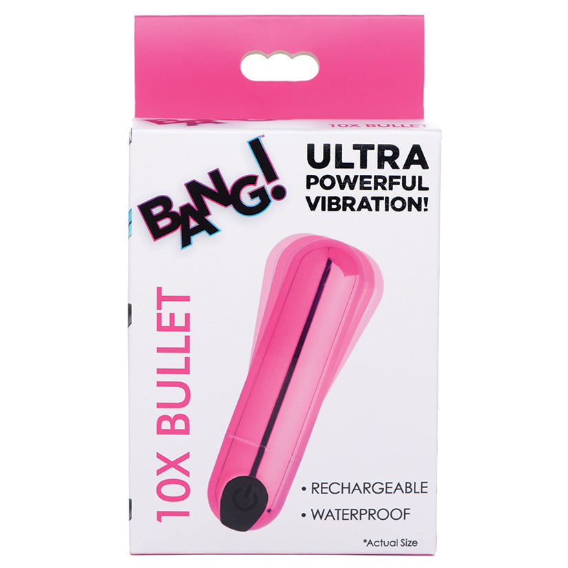 XR BRANDS - BANG! 10X RECHARGEABLE VIBRATING METALLIC BULLET PINK