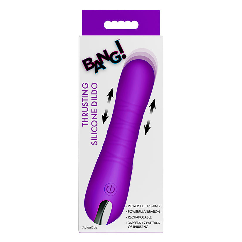 XR BRANDS - BANG! THRUSTING SILICONE DILDO PURPLE