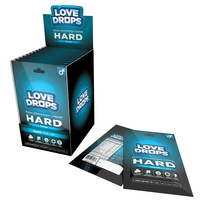 XR BRANDS - LOVE DROPS SEXUAL ENHANCEMENT HARD GUMMIES FOR HIM 12-PIECE DISPLAY