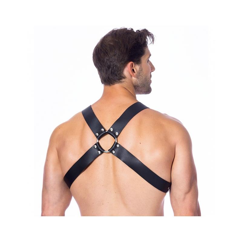 JUEGOS DE BONDAGE: ARNÉS DE CUERO AJUSTABLE CON HEBILLAS