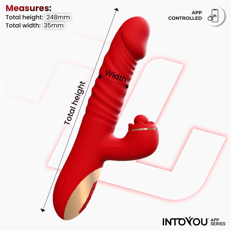 SERIE DE APLICACIONES INTOYOU: VIBRADOR ASCEN CON MOVIMIENTOS DE EMBESTIDA Y ONDULACIÓN, CONECTIVIDAD POR APLICACIÓN Y CARGA MAGNÉTICA USB