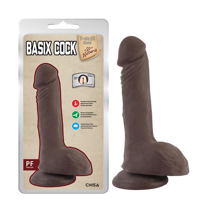 CHISA - BASIX COCK DUAL-DENSITY DILDO BROWN 22.5CM