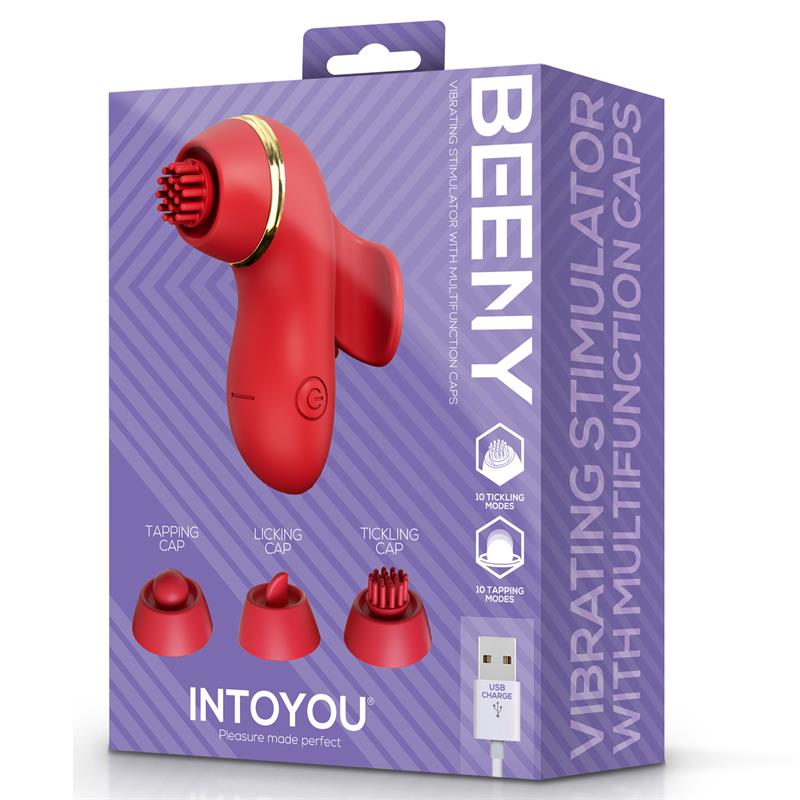INTOYOU - BEENY STIMULATOR WITH 4 CAPS, SUCTION, TAPPING, TICKLING AND LICKING