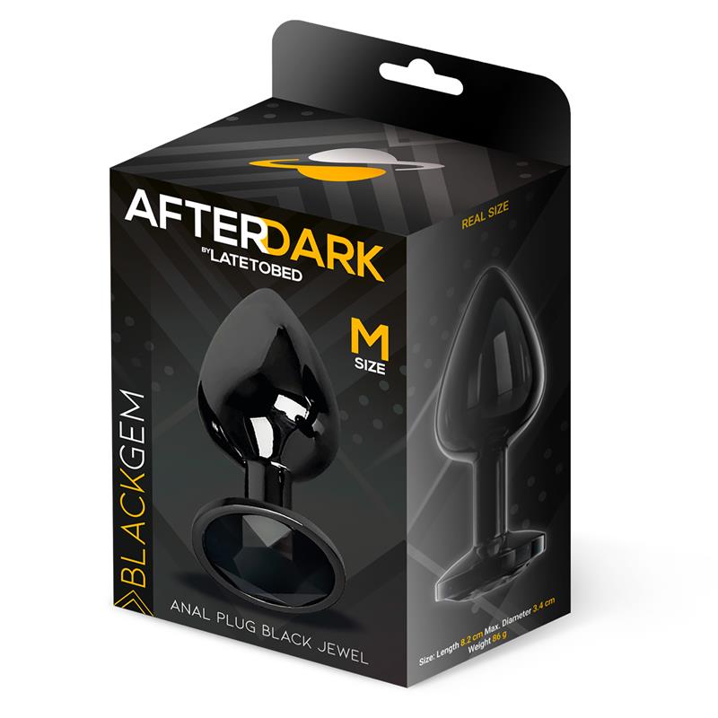 AFTERDARK - BLACKGEM METALIC BUTT PLUG WITH JEWEL BLACK SIZE M