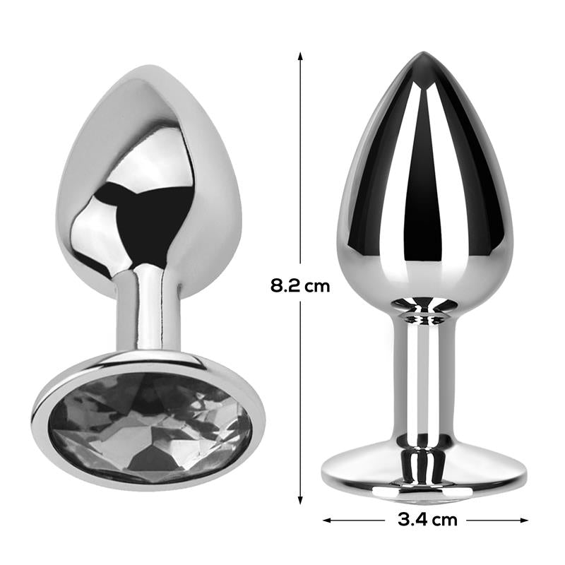 AFTERDARK - BUTT PLUG WITH JEWEL DIAMOND WHITE SIZE M ALUMINIUM