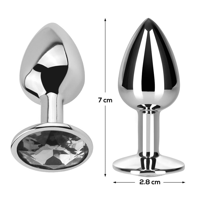 AFTERDARK - BUTT PLUG WITH JEWEL DIAMOND WHITE SIZE S ALUMINIUM
