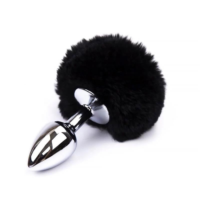 AFTERDARK - BUTT PLUG WITH POMPON BLACK SIZE S
