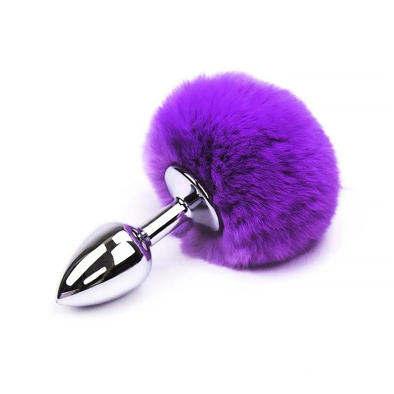 AFTERDARK - BUTT PLUG WITH POMPON PURPLE SIZE S