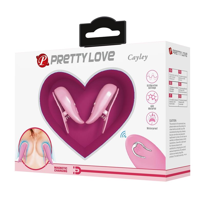 PRETTY LOVE - CAILEY NIPPLE CLAMPS 10 VIBRATIONS REMOTE CONTROL PINK