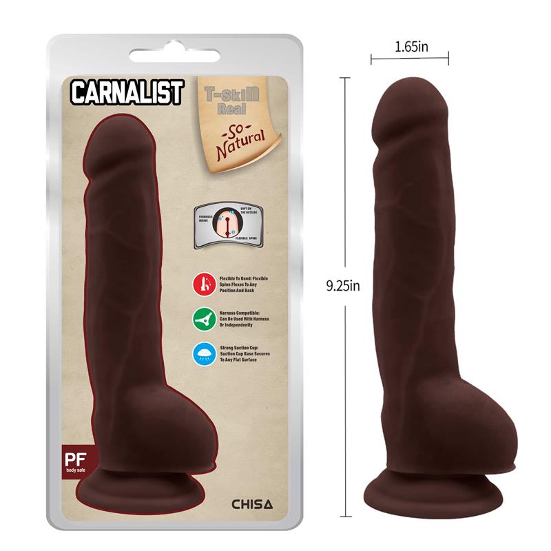 CHISA - CARNAL PLEASURE DUAL DENSITY DILDO BROWN 23.5CM