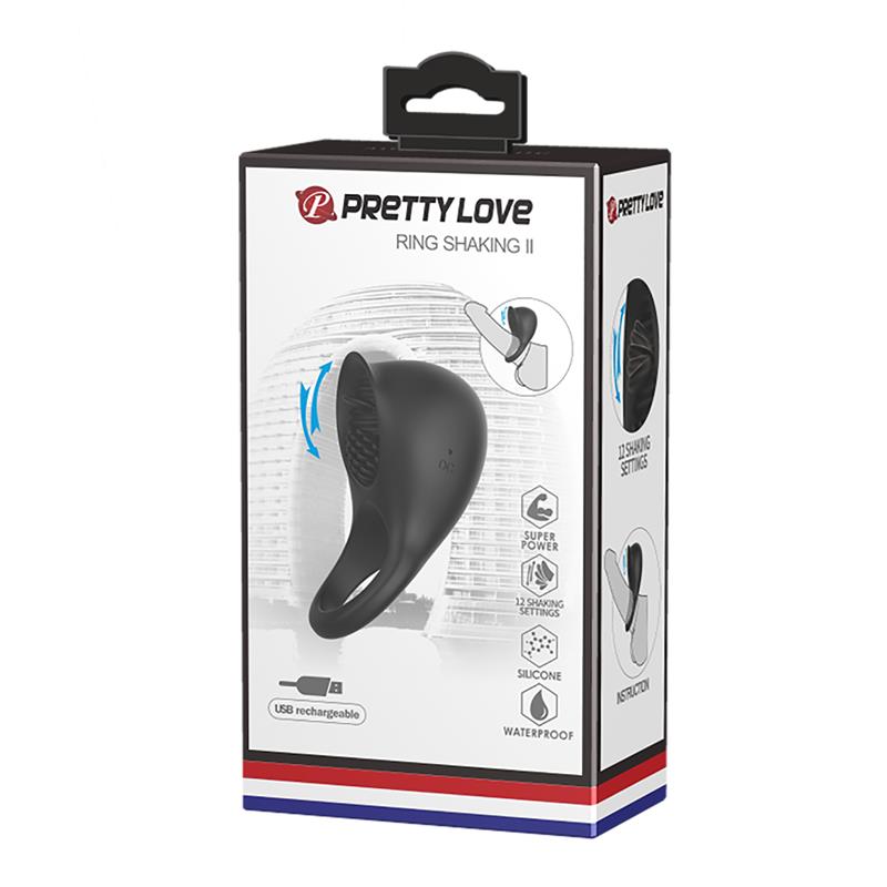 PRETTY LOVE - VIBRATING PENIS RING WITH BLACK TONGUE