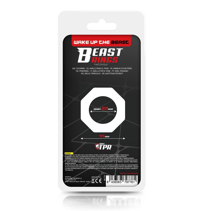 BEAST RINGS - COCK RING SUPER FLEXIBLE POLYGON 2.2 CM CLEAR