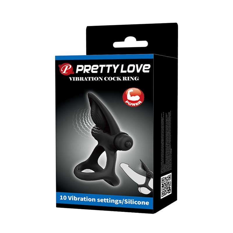 PRETTY LOVE - VIBRATING RING 10 VIBRATIONS BLACK SILICONE