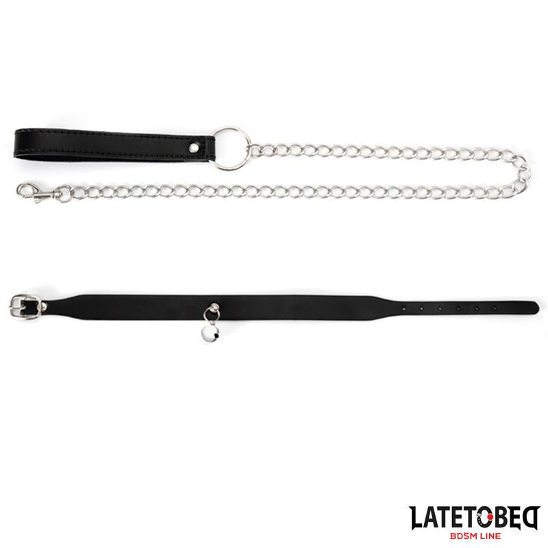 LATETOBED BDSM LINE - COLLAR WITH BELL AND LEASH