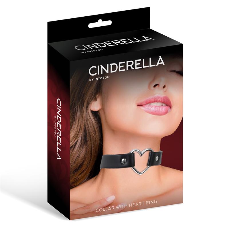 CINDERELLA - COLLAR WITH HEART CHOKER STILE VEGAN LETHER ONE SIZE