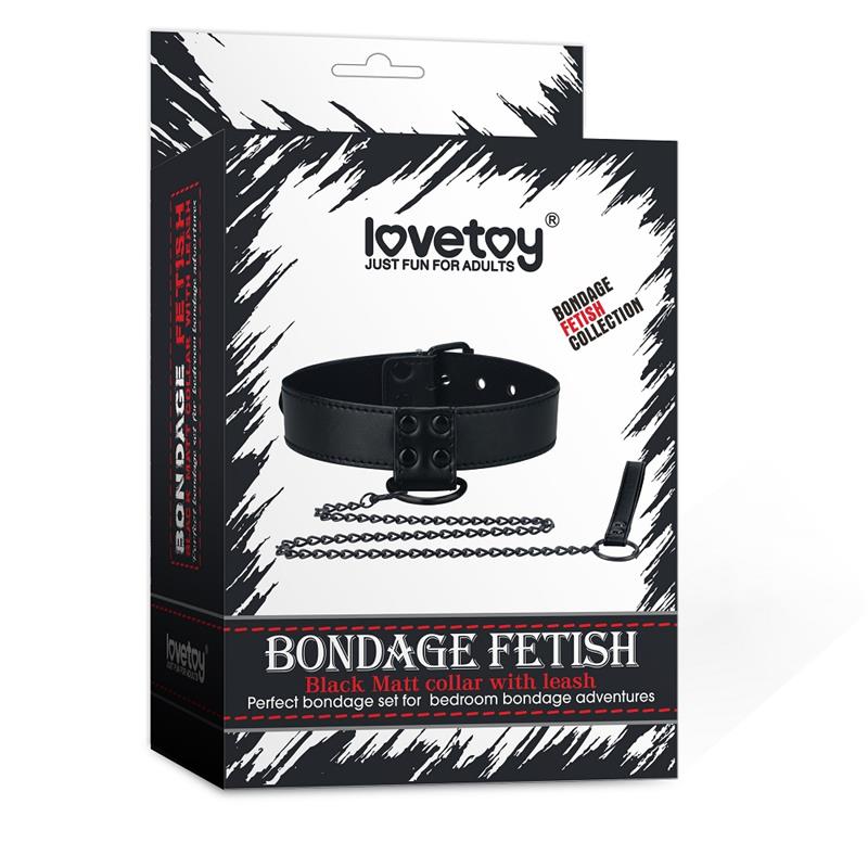 LOVETOY - COLLAR WITH LEASH BLACK MATT