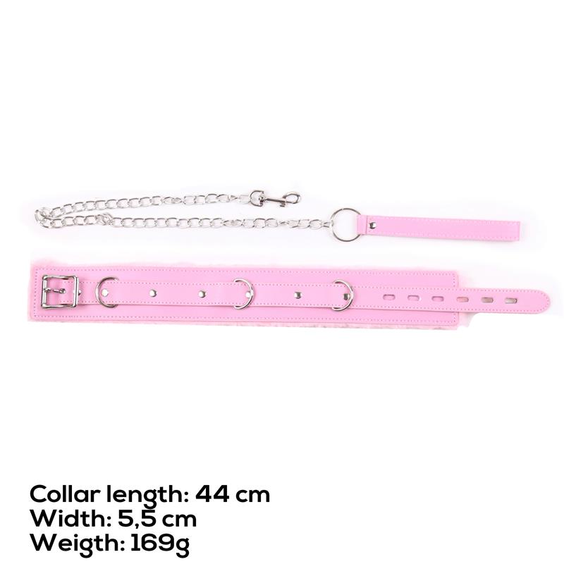 LATETOBED BDSM LINE - COLLAR WITH LEASH PASTEL PINK