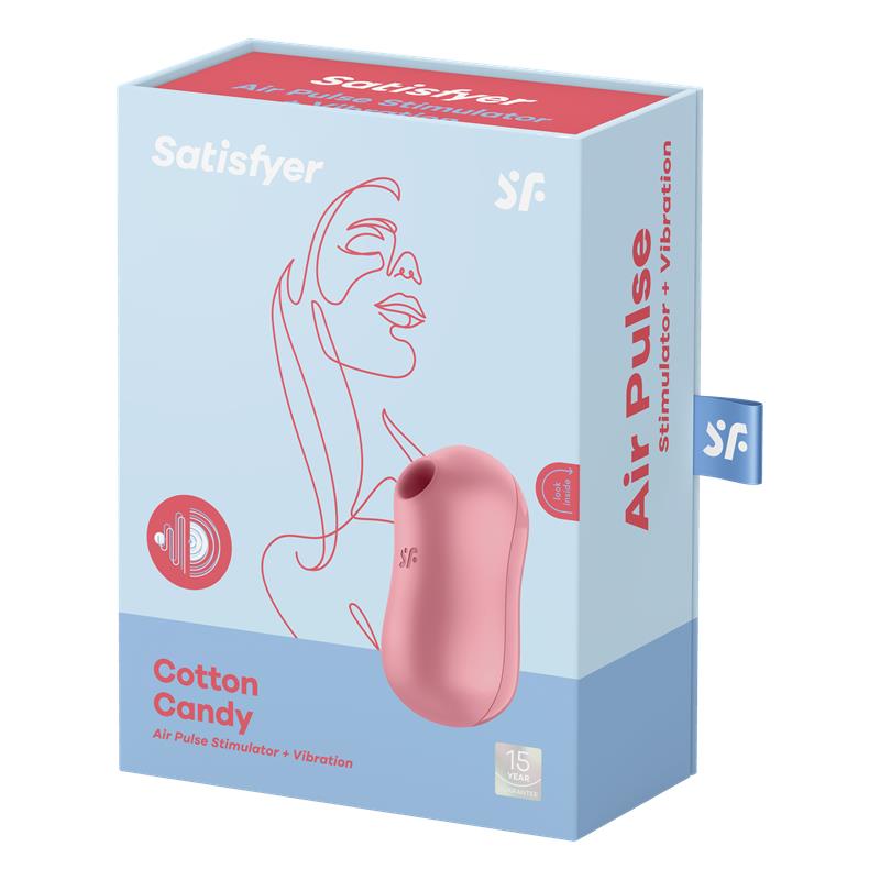 SATISFYER - COTTON CANDY CLITORIS SUCKER AND VIBRATOR LIGHT RED