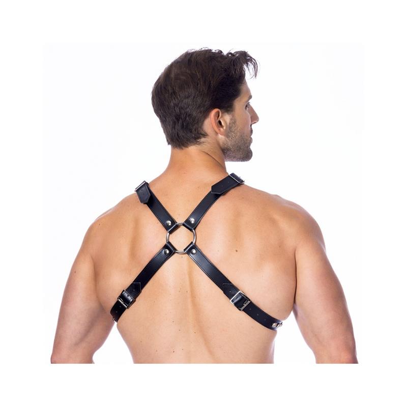 BONDAGE PLAY - CROSS ADJUSTABLE LEATHER HARNESS