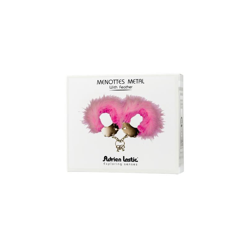 ADRIEN LASTIC - CUFS METAL AND FEATHERS PINK