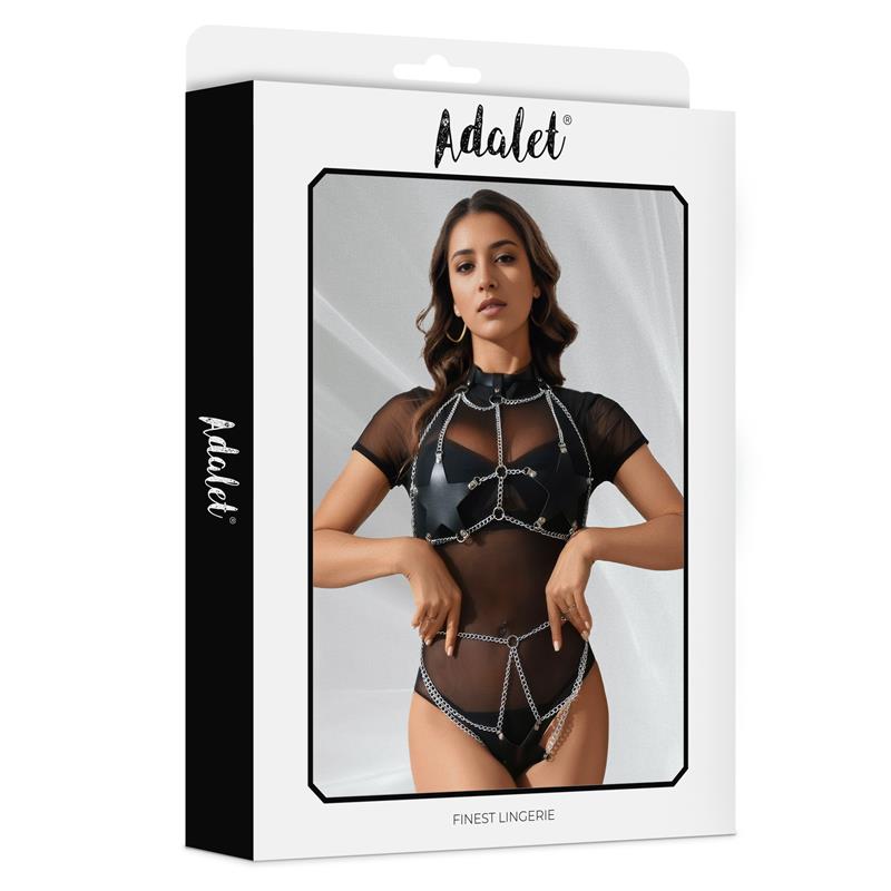ADALET LINGERIE - DAMARIS 2 PIECES SET VEGAN LEATHER ONE SIZE