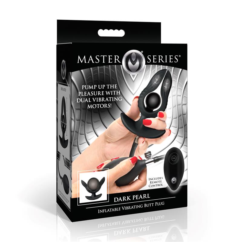 MASTER SERIES - DARK PEARL INFLATABLE VIBRATING BUTT PLUG WITH REMOTE