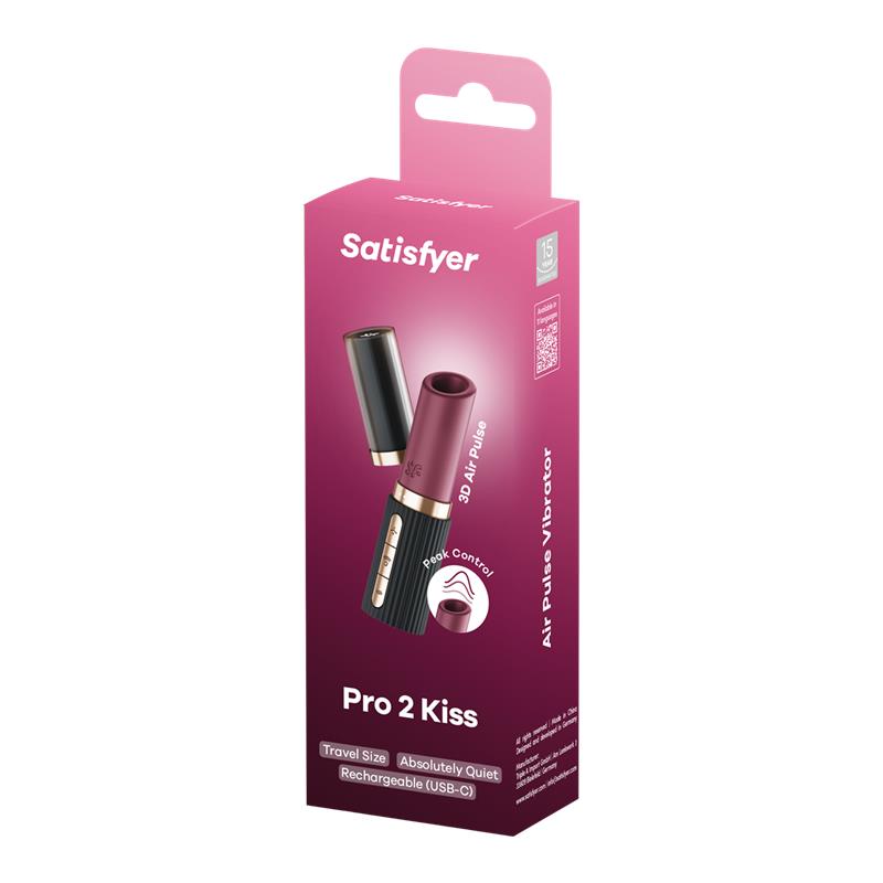 SATISFYER - PRO 2 KISS WAVE CLITORIS STIMULATOR GARNET / BLACK