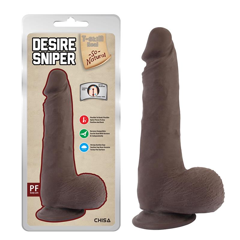 CHISA - DESIRE SNIPER DUAL-DENSITY DILDO BROWN 23CM