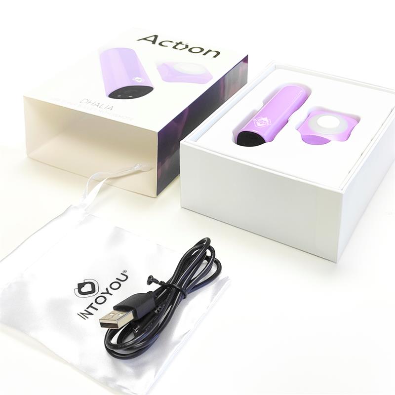 ACTION - DHALIA SÚPER VIBRATING BULLET WITH REMOTE CONTROL HIGH-POWERED USB PURPLE