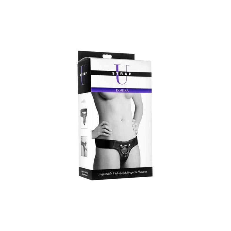 STRAP U - DOMINA WIDE BAND STRAP ON HARNESS BLACK