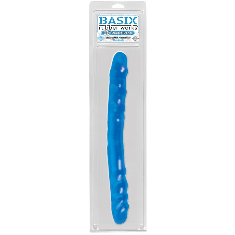 BASIX RUBBER WORKS - DOUBLE DILDO 40,6 CM BLUE