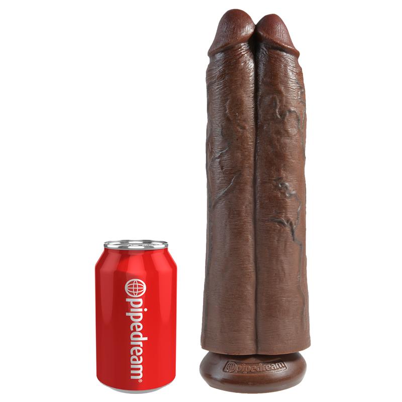KING COCK - DOUBLE DILDO TWO COCKS ONE HOLE 11 BROWN