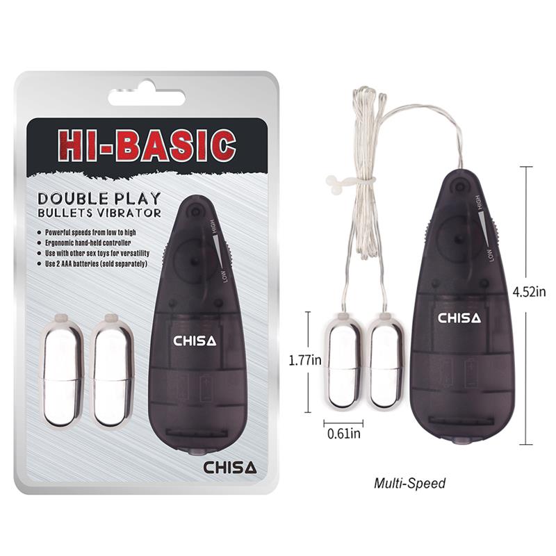 CHISA - DOUBLE PLAY VIBRATOR BULLETS 11.5CM BLACK