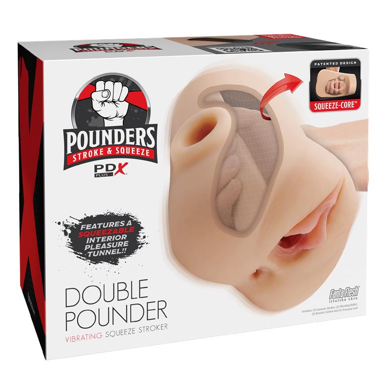 PDX PLUS+ - DOUBLE POUNDER VIBRATING SQUEEZE STROKER
