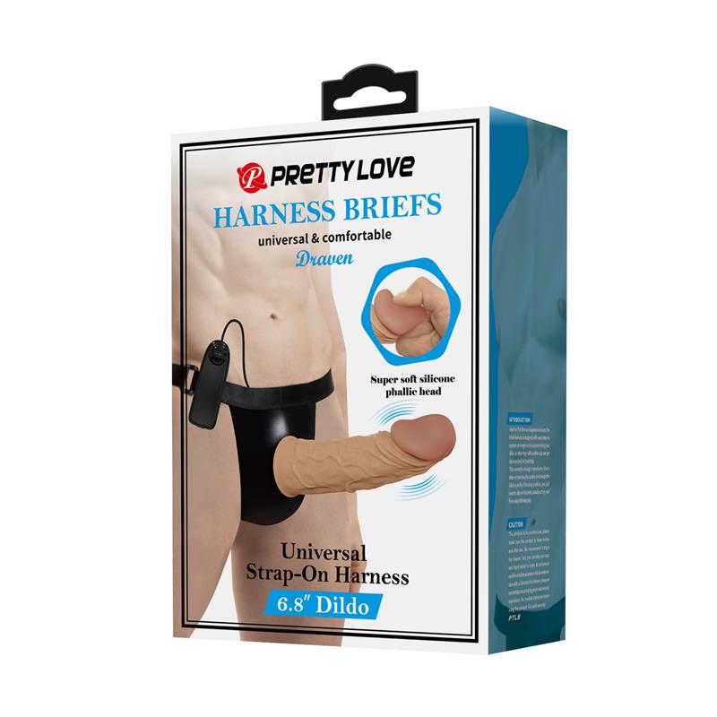 PRETTYLOVE - DRAVEN HARNESS WITH HOLLOW VIBRATING DILDO