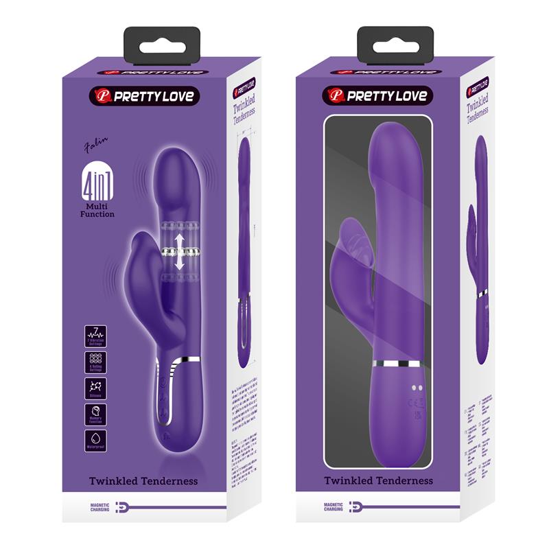 PRETTY LOVE - ZALIN RABBIT VIBRATOR PEARLS 4 IN 1 PURPLE