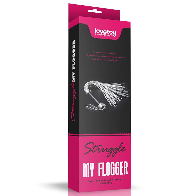 LOVETOY - FLOGGER FAUX LEATHER SILVER AND BLACK