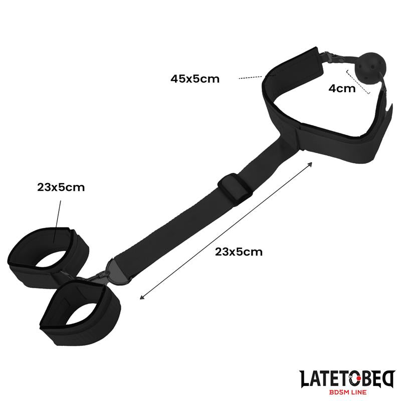 LATETOBED BDSM LINE - GAG BALL AND CUFS RESTRICTIONS