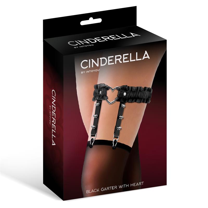 CINDERELLA - GARTER WITH HEART AND RUFFLES VEGAN LEATHER ONE SIZE