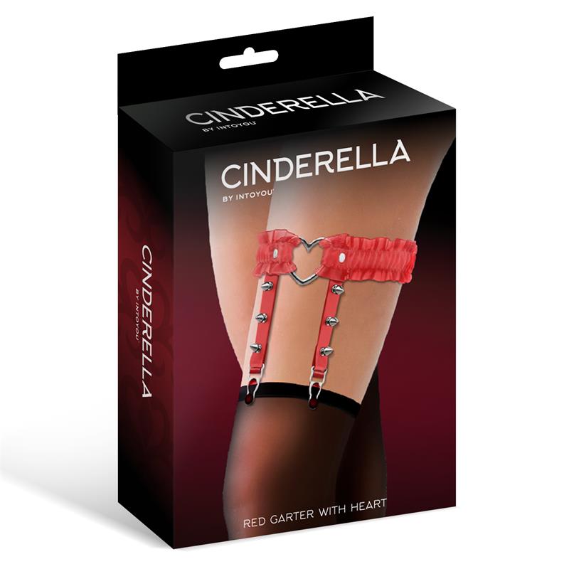 CINDERELLA - GARTER WITH HEART AND RUFFLES VEGAN LEATHER ONE SIZE