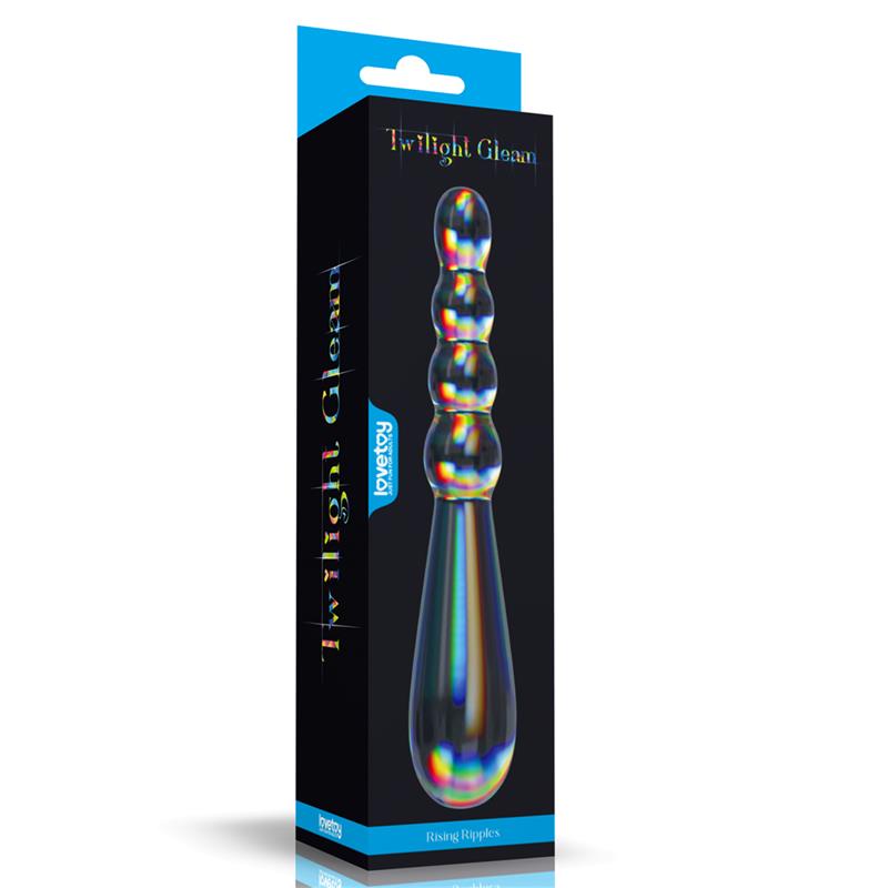 LOVETOY - GLOW IN THE DARK GLASS DILDO TWILIGHT GLEAM RISING RIPPLES