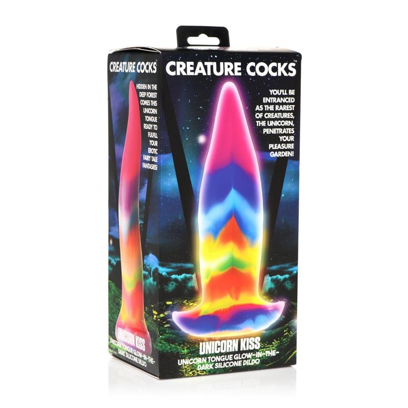 CREATURE COCKS - GLOW-IN-THE-DARK UNICORN TONGUE DILDO 8.4
