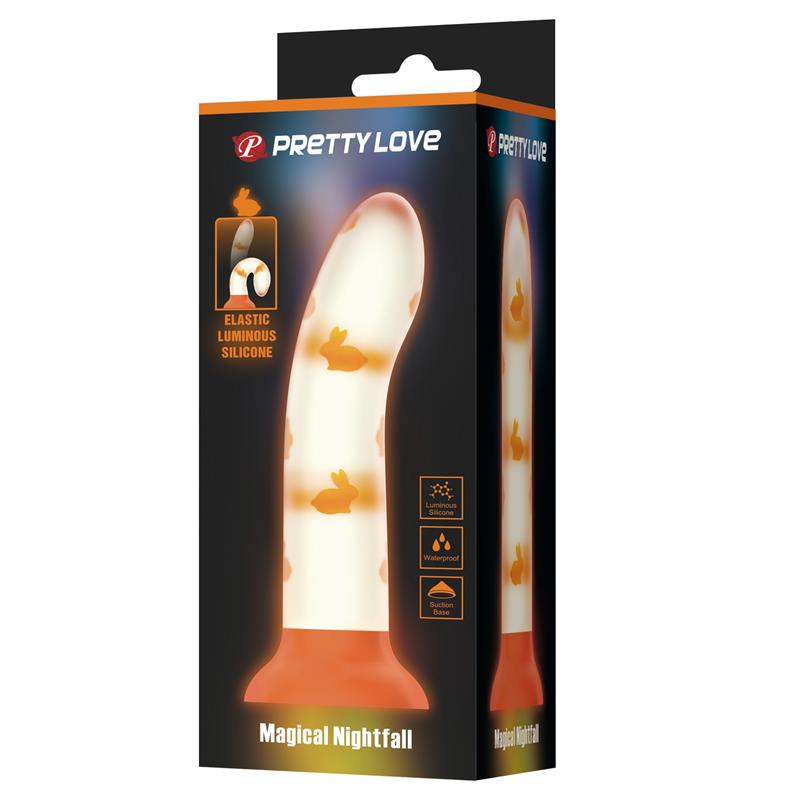 PRETTY LOVE - MAGICAL NIGHTFALL DILDO WITHOUT VIBRATION LUMINOUS ORANGE