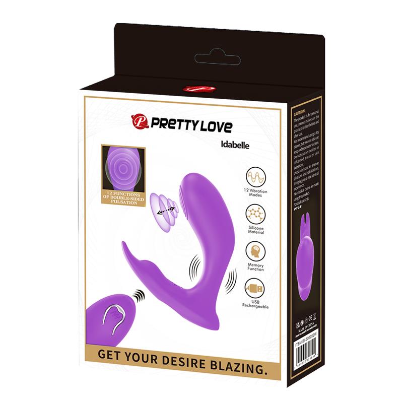 PRETTYLOVE - IDABELLE STIMULATOR WITH VIBRATION AND PULSATION REMOTE CONTROL