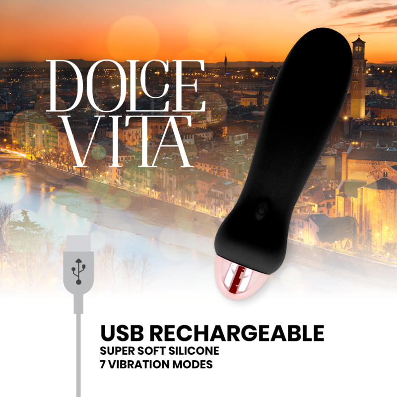 DOLCE VITA - VIBRADOR RECARGABLE FIVE BLACK 7 VELOCIDADES