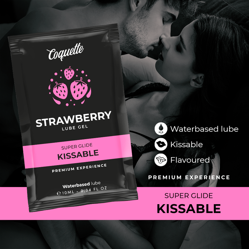 COQUETTE CHIC DESIRE - LUBRIFIANT BAISABLE À BASE D'EAU GOÛT FRAISE POCHE 10 ML